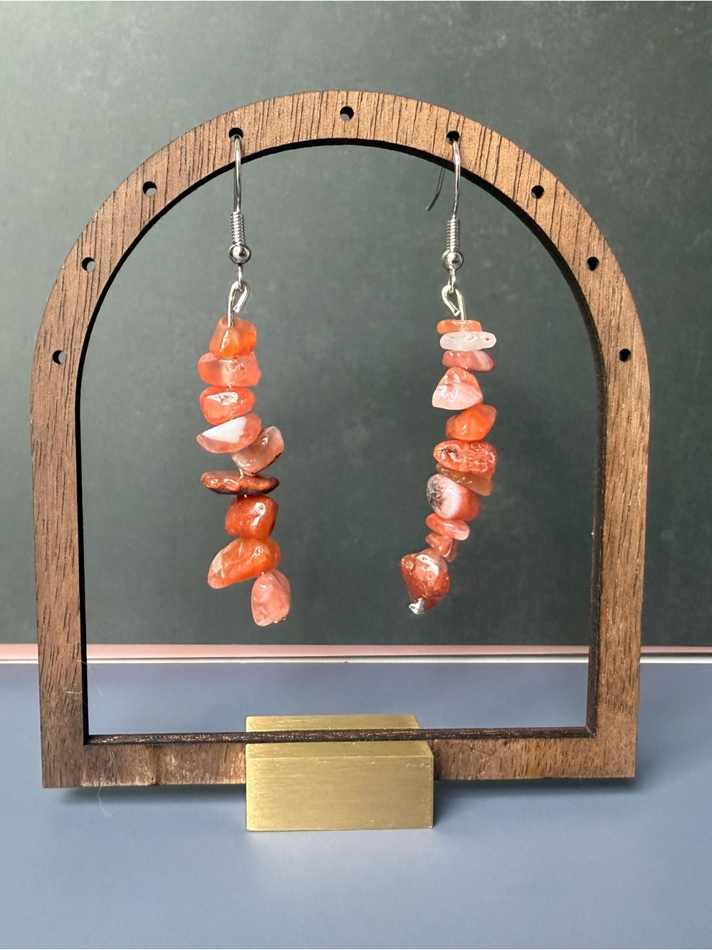 Orange Carnelian Chip Necklace - Polished Natural Stone